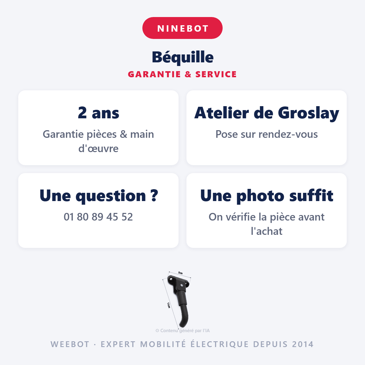 Béquille pour Trottinette Électrique Ninebot Segway E2 / E2 Plus - Weebot