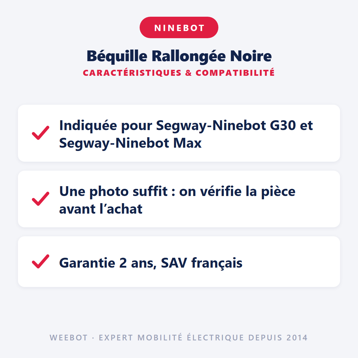 Béquille Rallongée Noire : caractéristiques et compatibilité