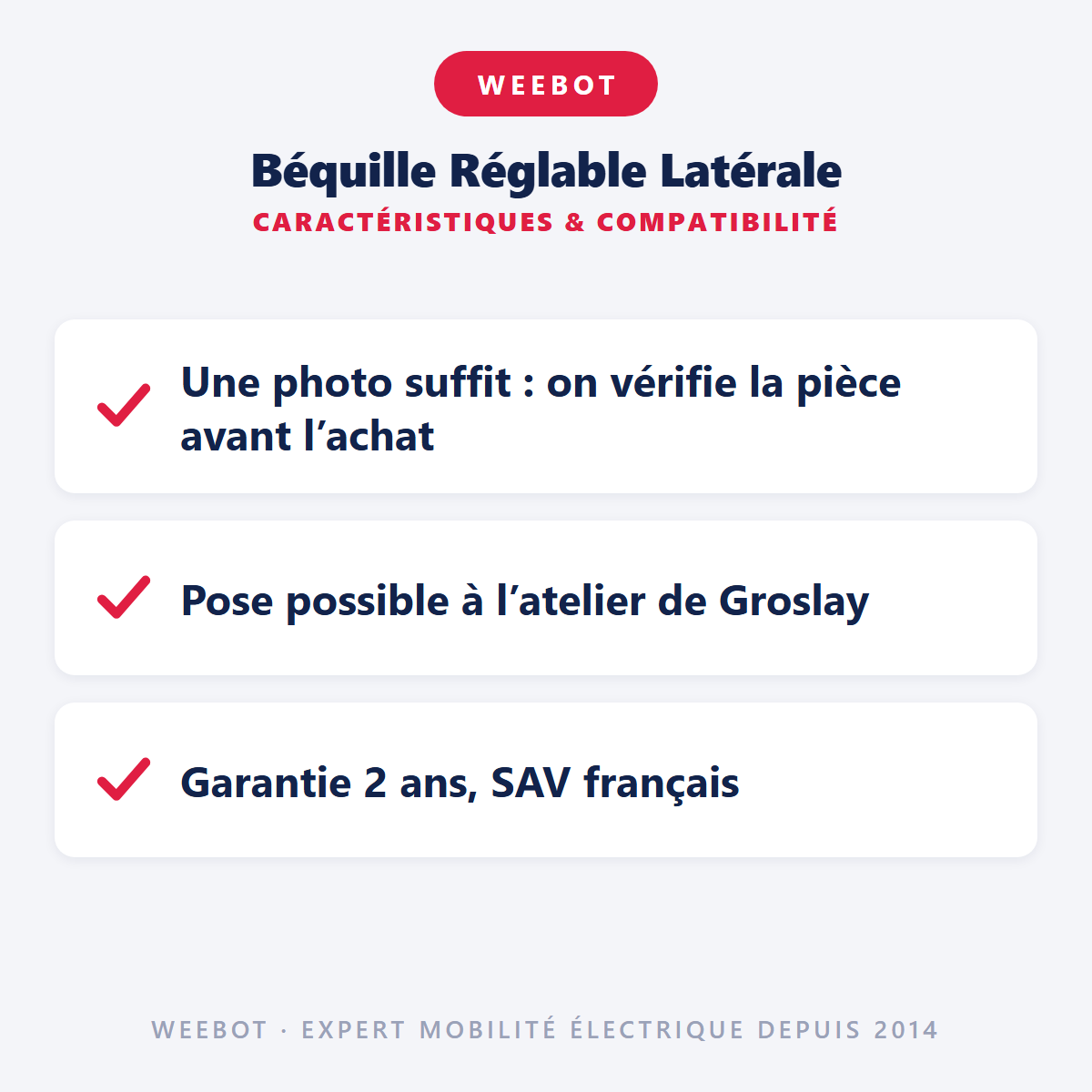 Béquille Réglable Latérale : caractéristiques et compatibilité