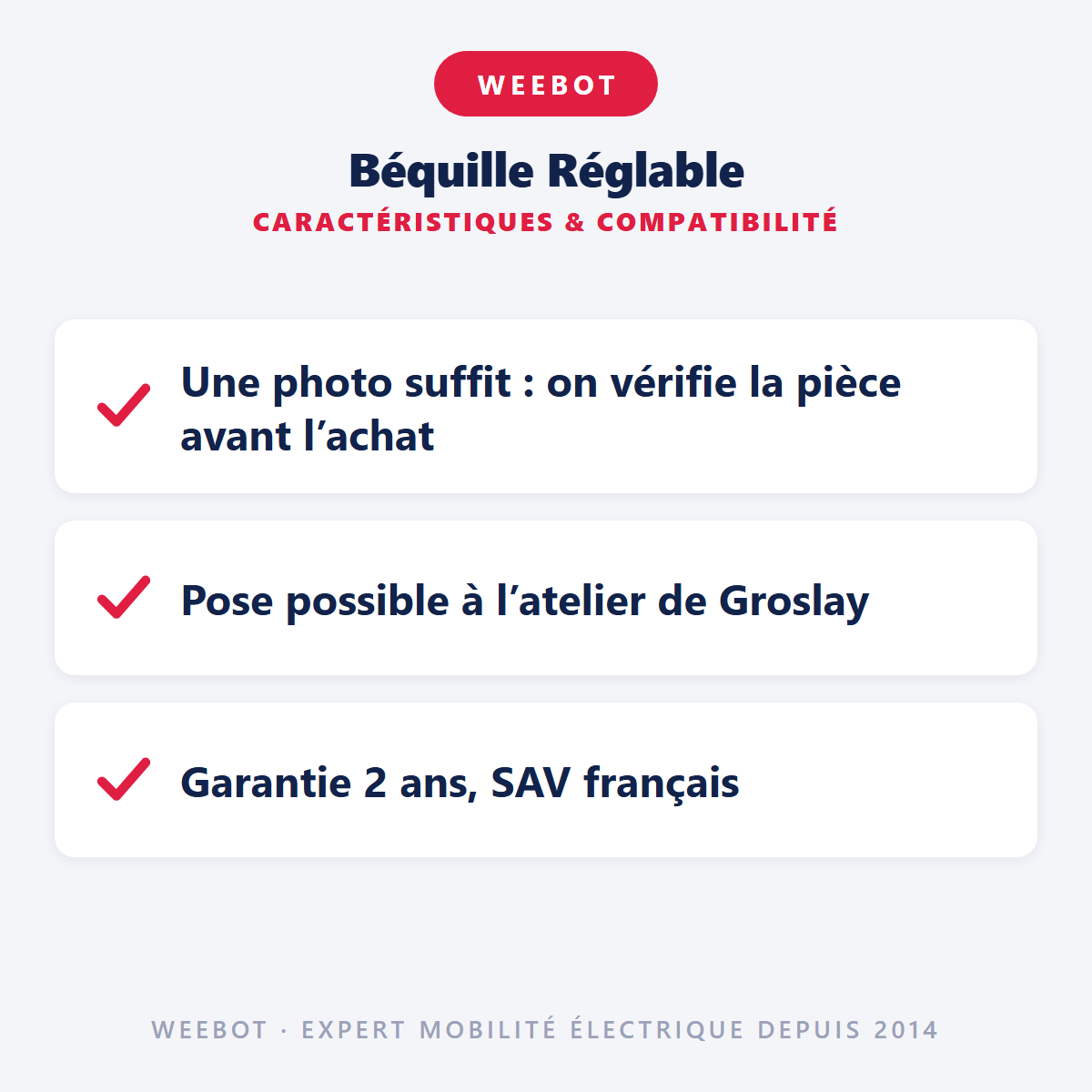 Béquille Réglable : caractéristiques et compatibilité