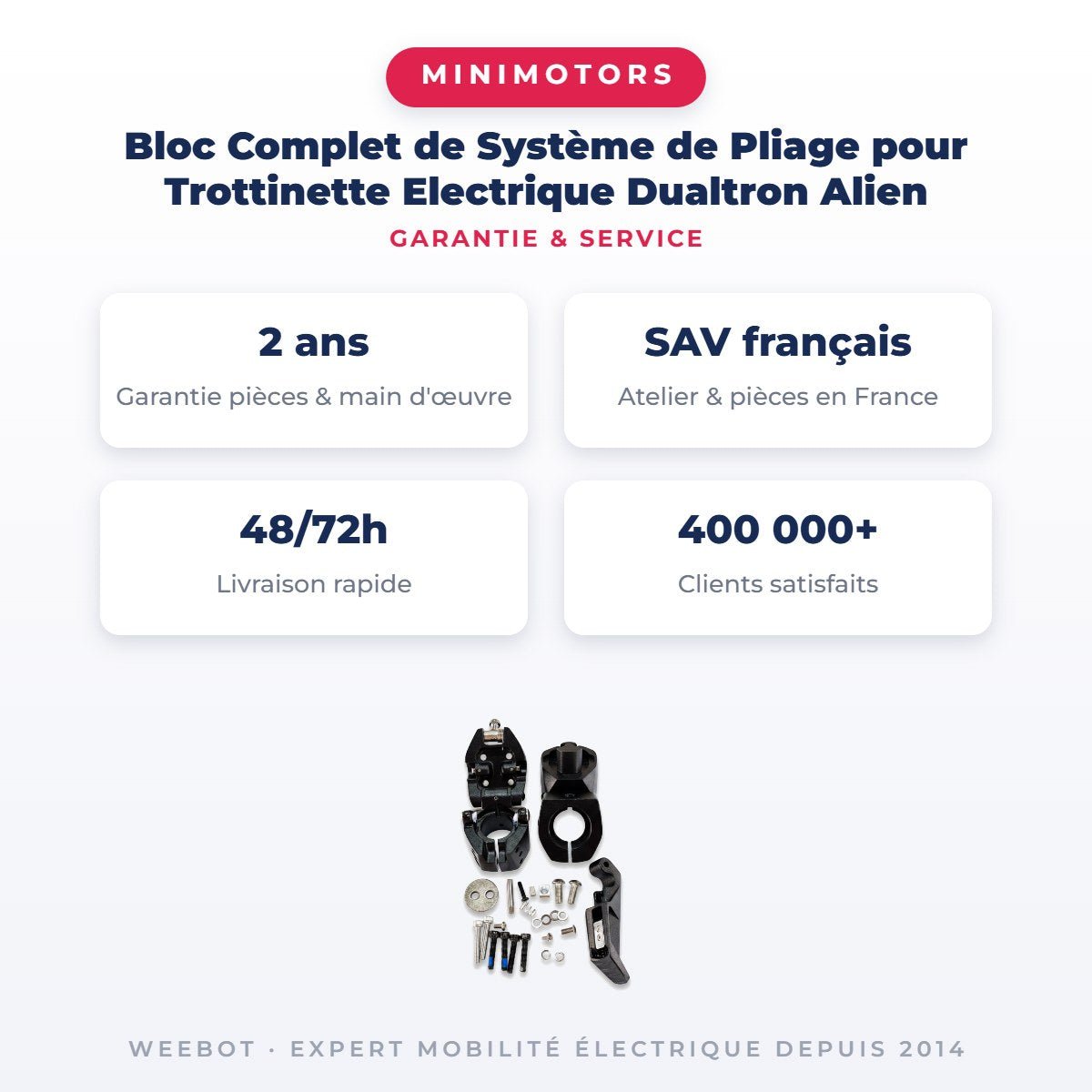 Bloc Complet de Système de Pliage pour Trottinette Electrique Dualtron Alien - Weebot