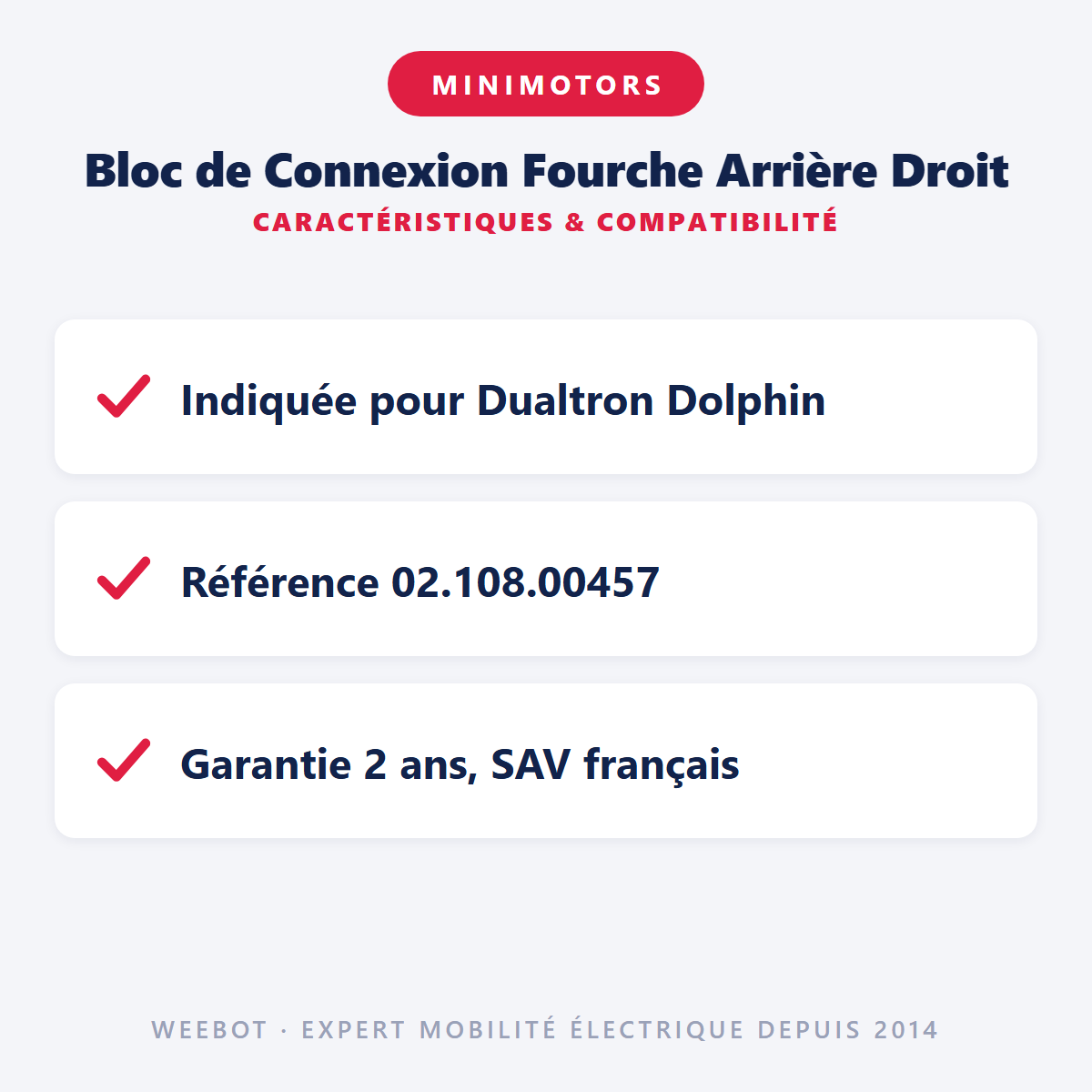 Bloc de Connexion Fourche Arrière Droit : caractéristiques et compatibilité
