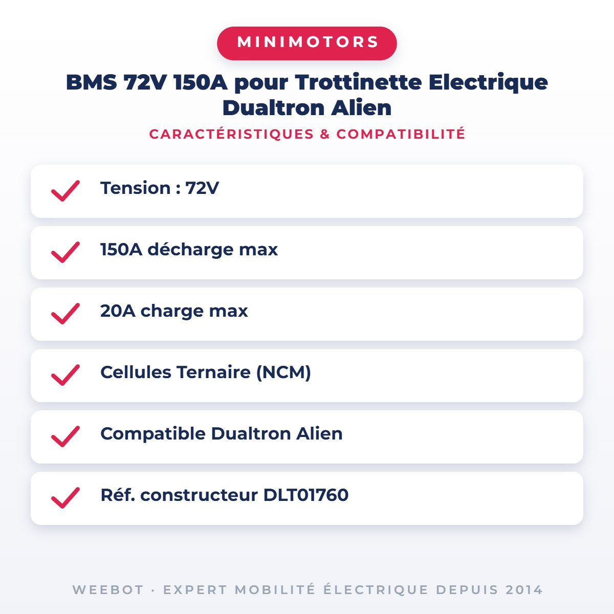 BMS 72V 150A pour Trottinette Electrique Dualtron Alien — caractéristiques et compatibilité