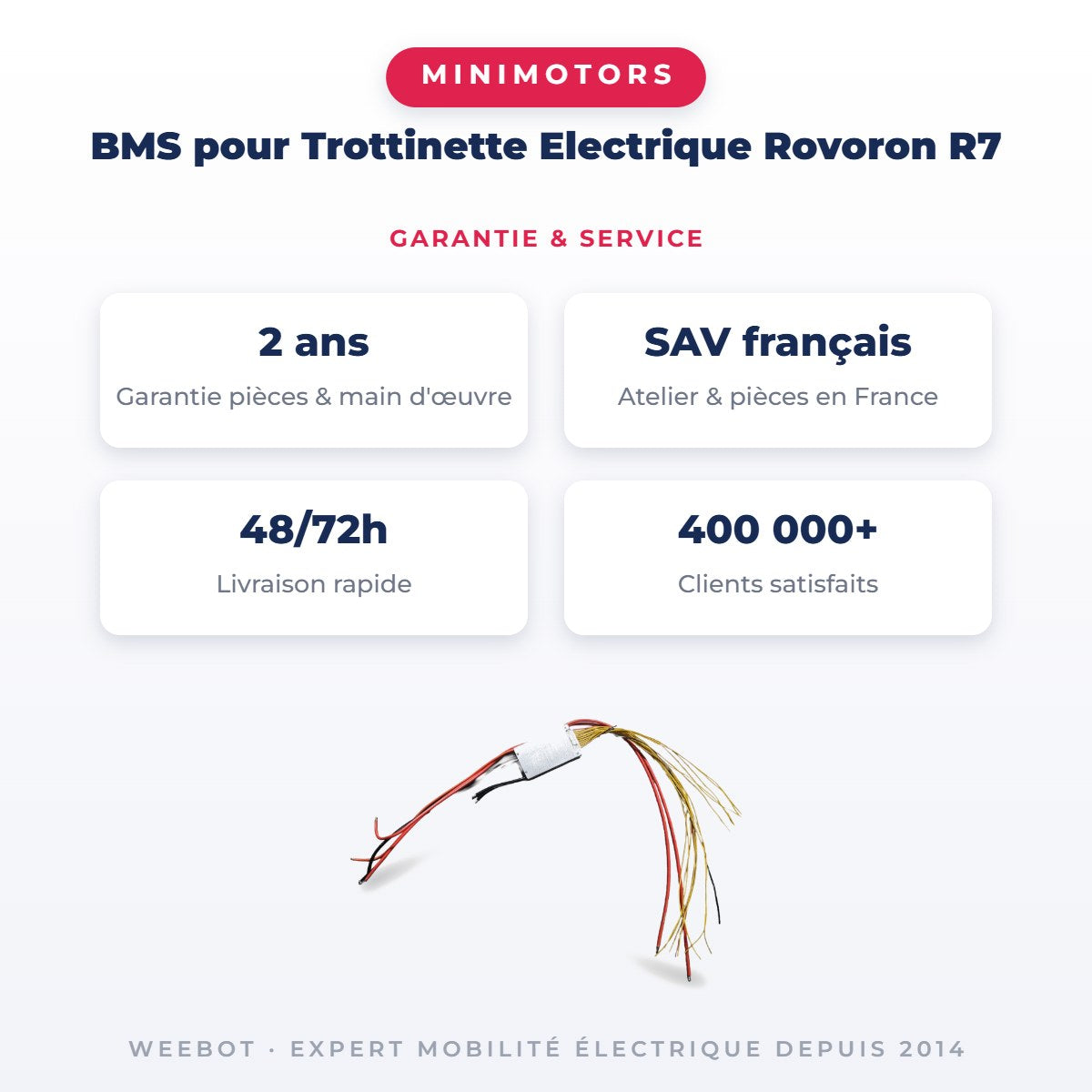 BMS pour Trottinette Electrique Rovoron R7 — garantie 2 ans pièces et main d'œuvre : SAV français, livraison en 48/72h