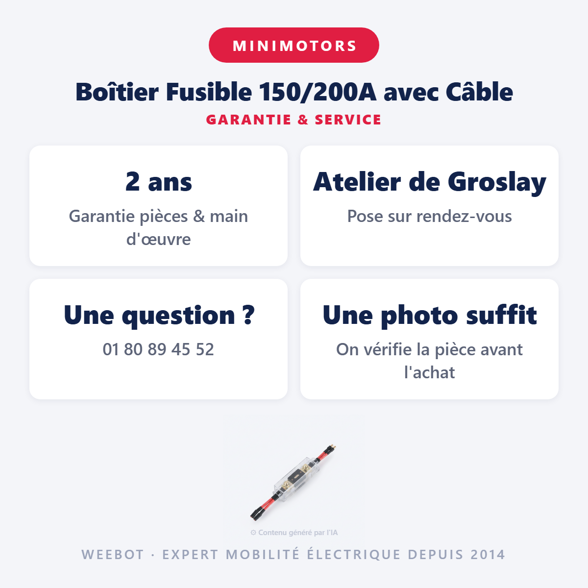 Boîtier Fusible 150/200A avec Câble : garantie 2 ans et service après-vente