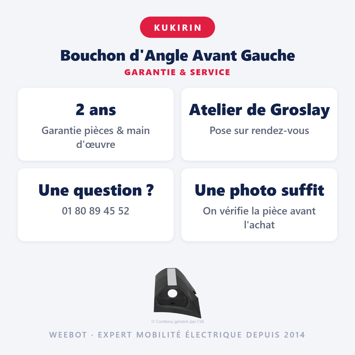 Bouchon d'Angle Avant Gauche : garantie 2 ans et service après-vente