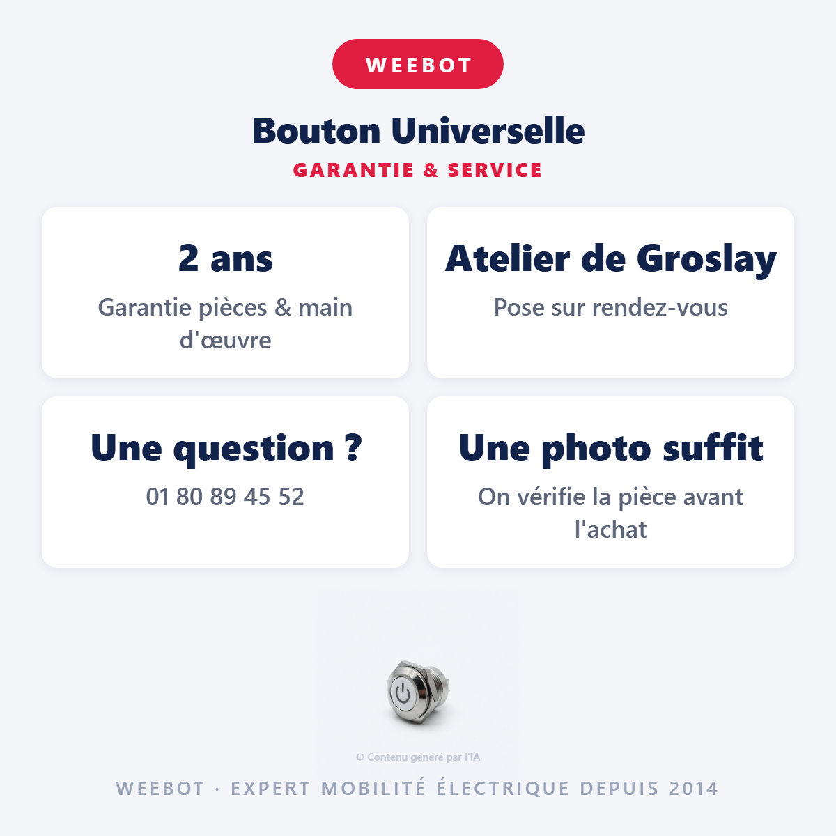 Bouton Universelle : garantie 2 ans et service après-vente
