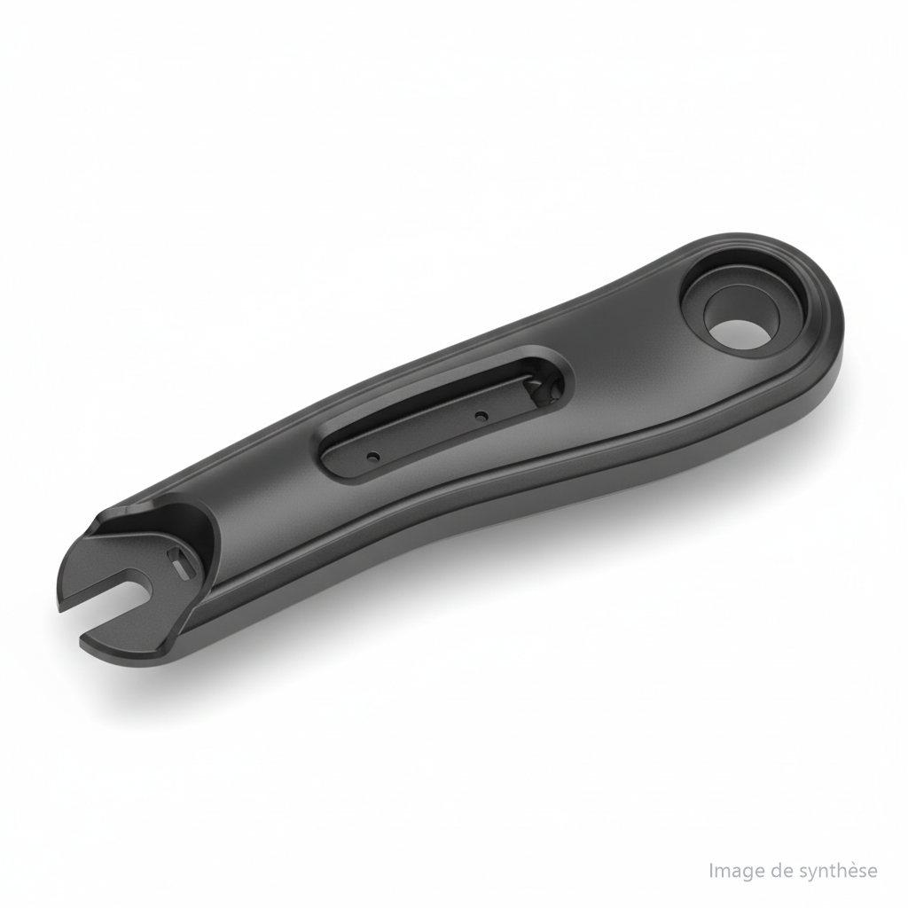 Bras de suspension arrière droit noir pour trottinette électrique Dualtron vu en perspective