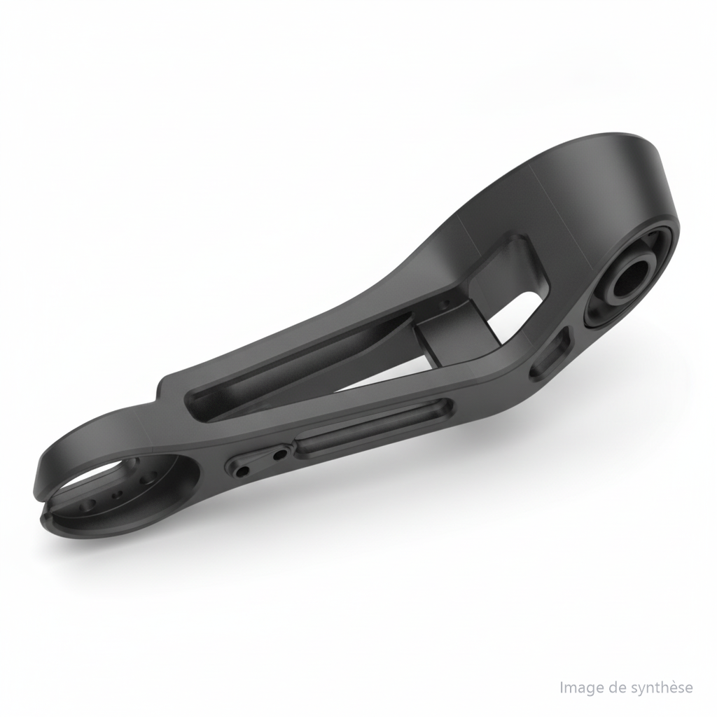 Schéma en perspective du bras de suspension avant gauche pour trottinette électrique Rovoron S7