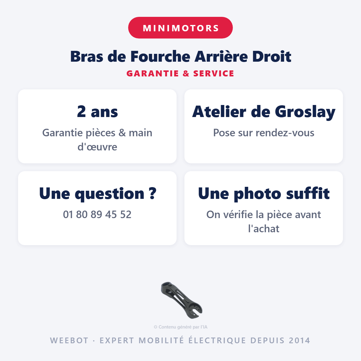 Bras de Fourche Arrière Droit pour Trottinette Electrique Dualtron Storm - Weebot