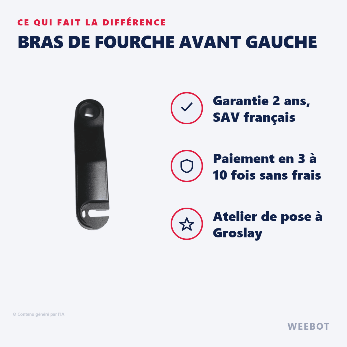 Bras de Fourche Avant Gauche pour Trottinette Electrique Dualtron Forever - Weebot