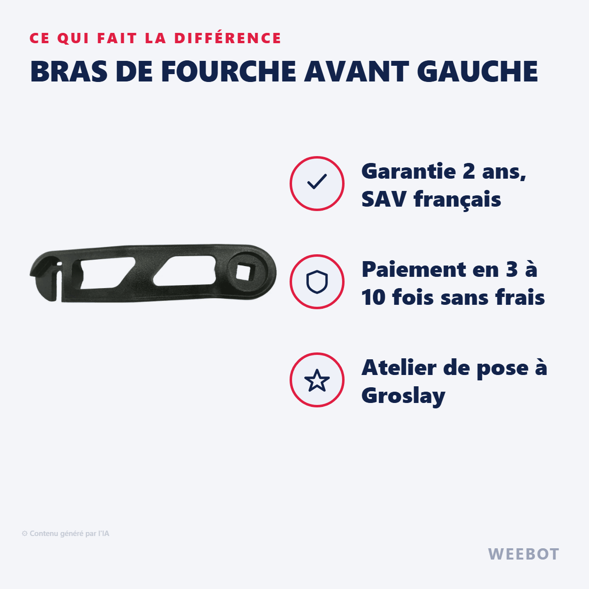 Bras de Fourche Avant Gauche pour Trottinette Electrique Dualtron Spider - Weebot