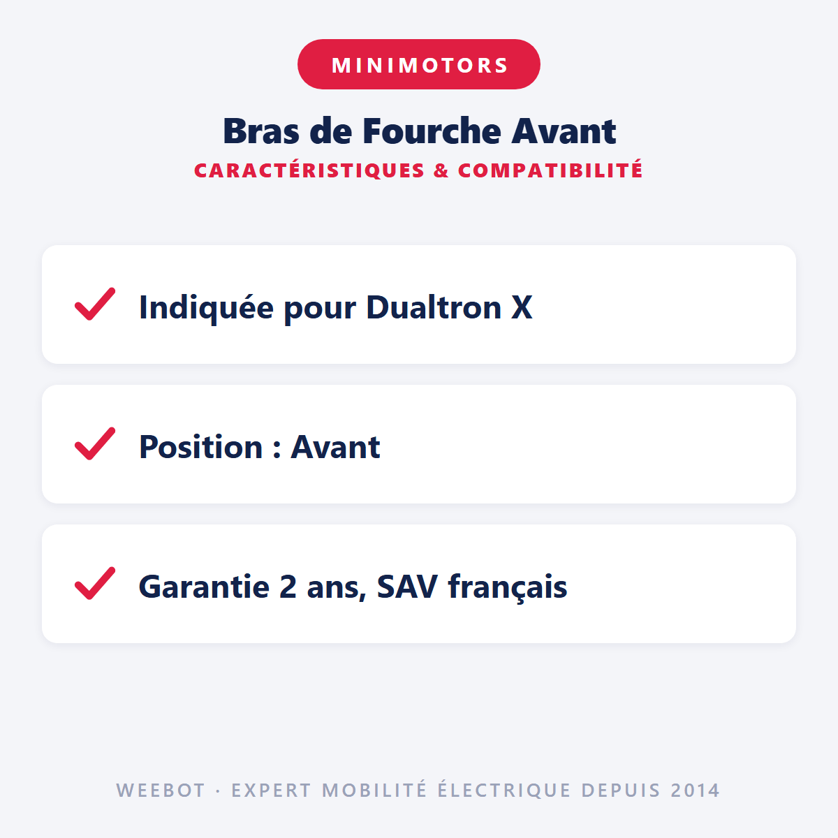 Bras de Fourche Avant pour Trottinette Électrique Dualtron X - Weebot