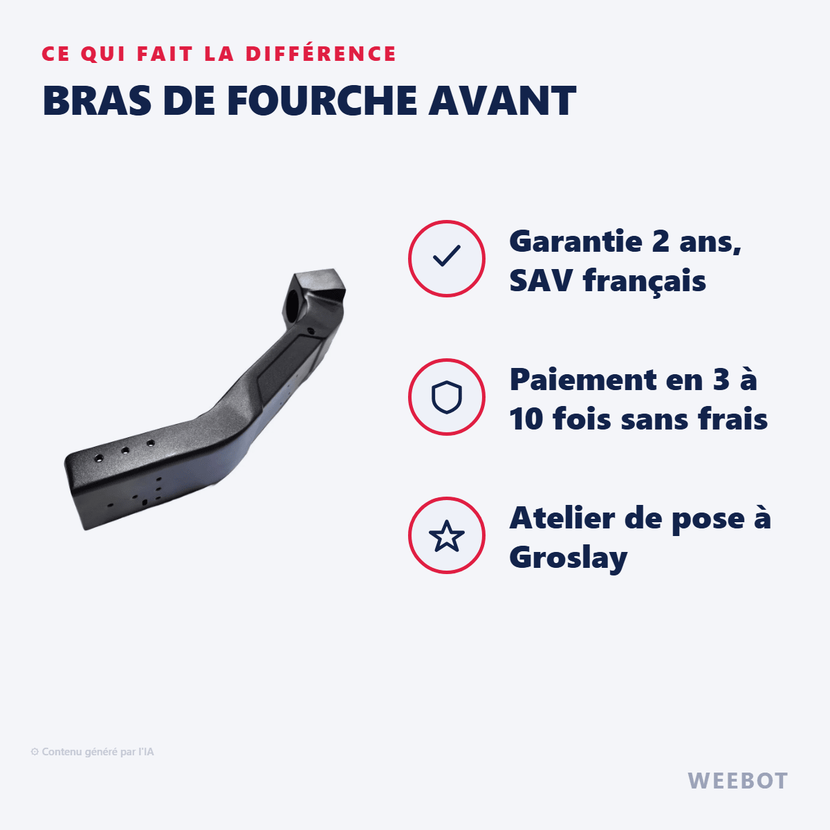 Bras de Fourche Avant pour Trottinette Électrique Dualtron X - Weebot