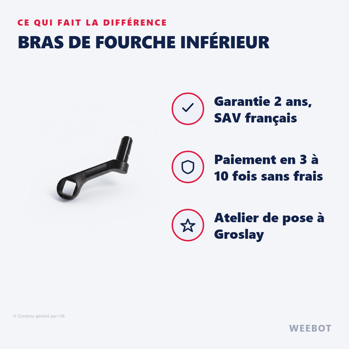 Bras de Fourche inférieur pour Trottinette Électrique Dualtron Victor Limited - Weebot