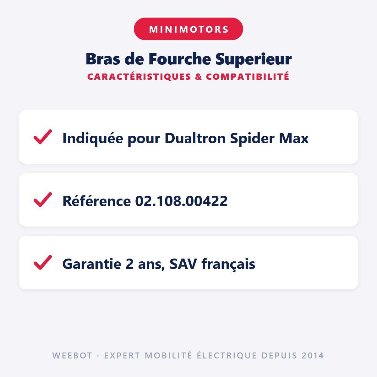 Bras de Fourche Superieur pour Trottinette Électrique Dualtron Spider Max - Weebot