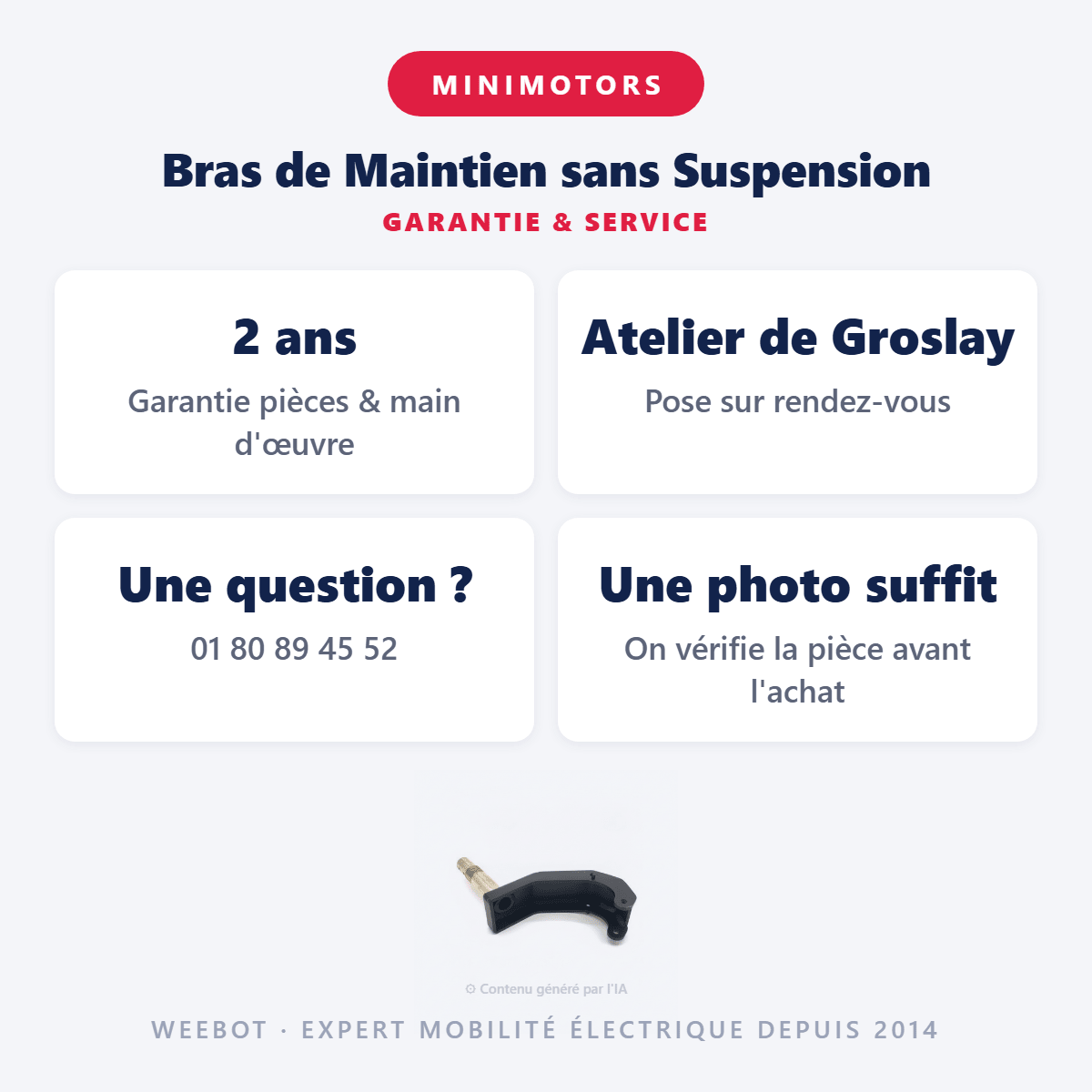 Bras de Maintien sans Suspension pour Trottinette Électrique Dualtron Mini - Weebot