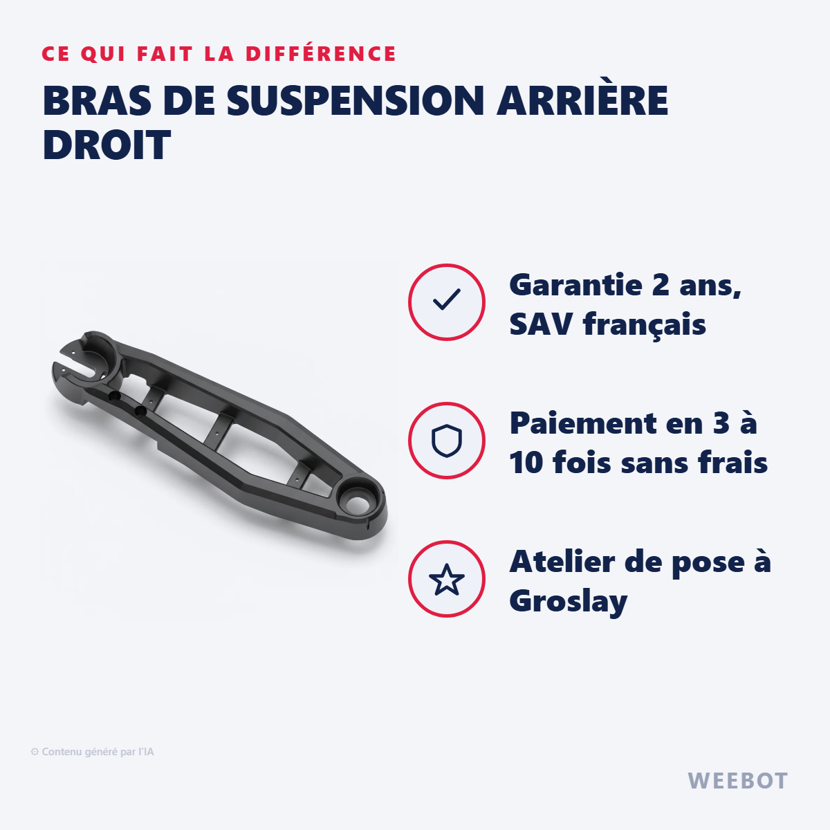 Bras de Suspension Arrière Droit : les points forts