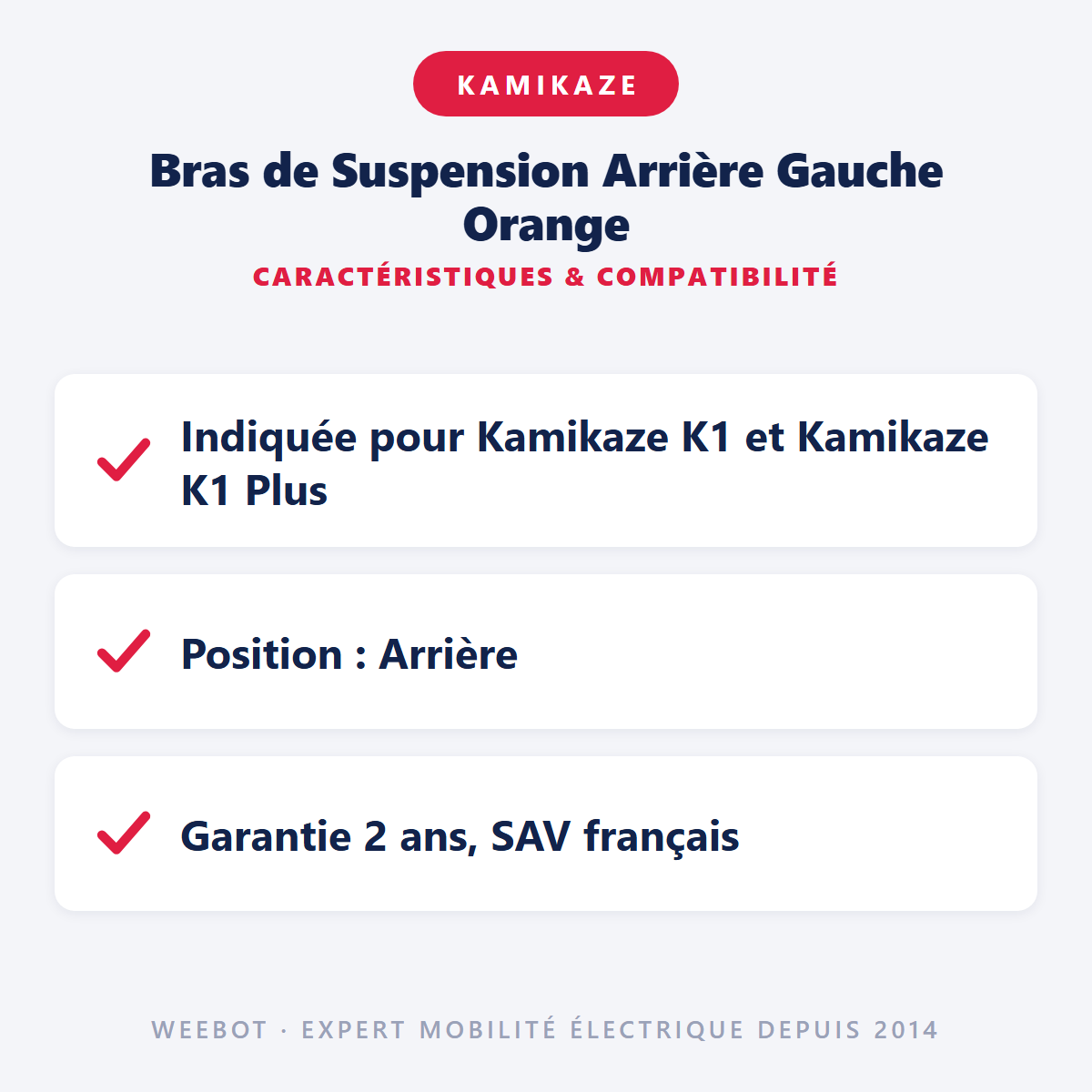 Bras de Suspension Arrière Gauche Orange : caractéristiques et compatibilité
