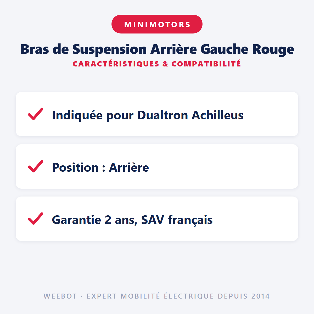 Bras de Suspension Arrière Gauche Rouge : caractéristiques et compatibilité
