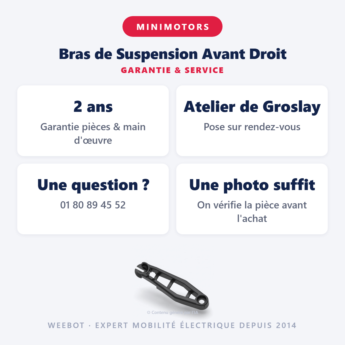 Bras de Suspension Avant Droit : garantie 2 ans et service après-vente
