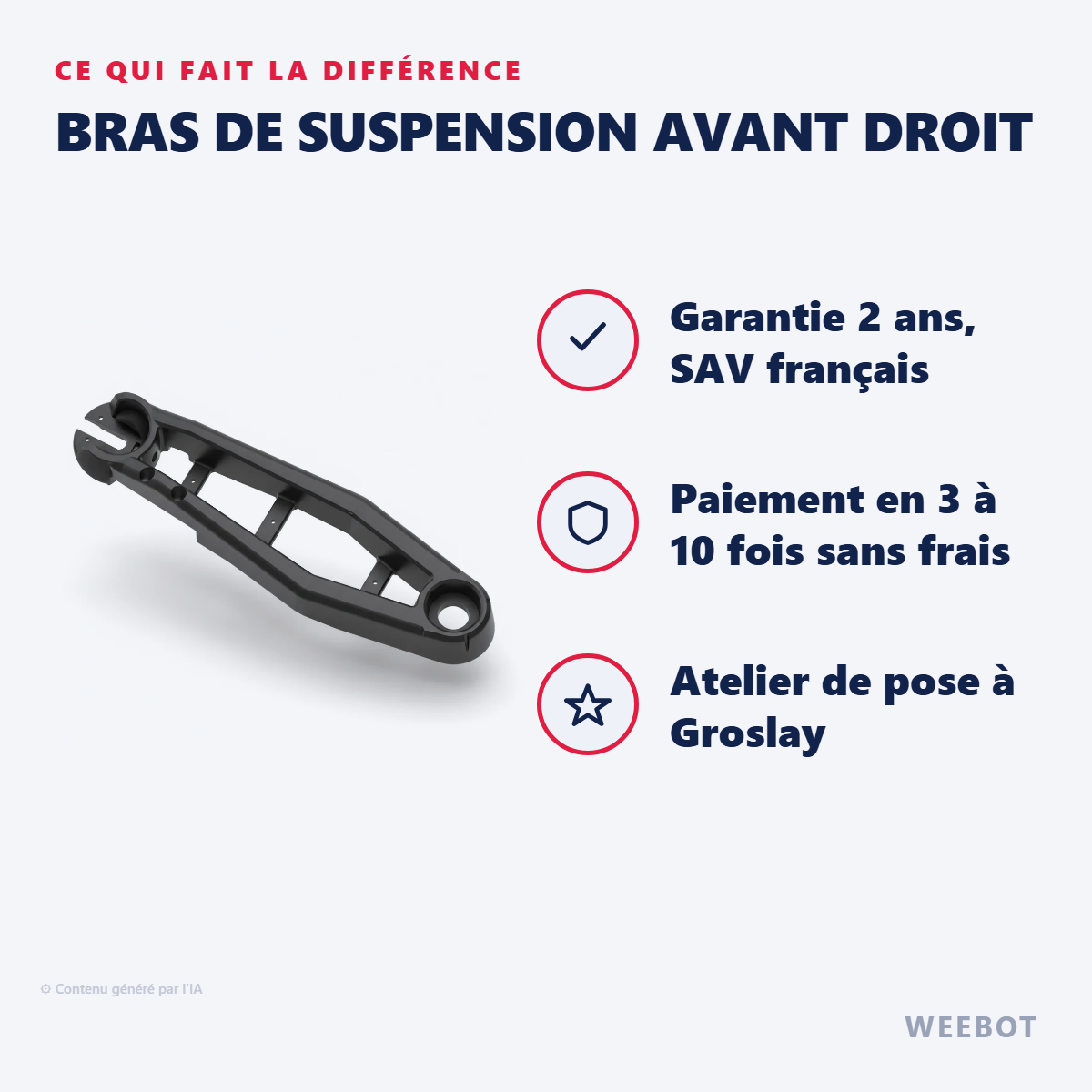 Bras de Suspension Avant Droit : les points forts