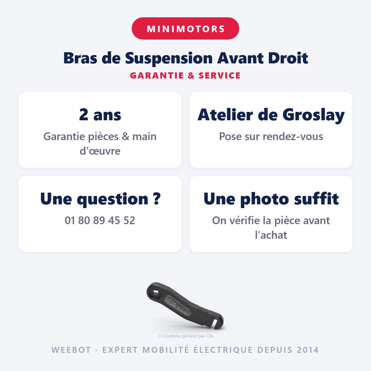 Bras de Suspension Avant Droit : garantie 2 ans et service après-vente
