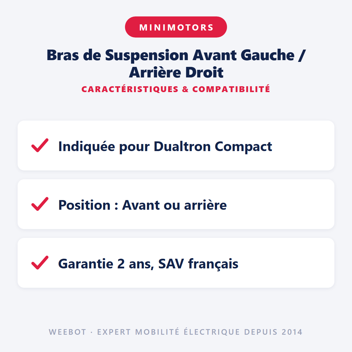 Bras de Suspension Avant Gauche / Arrière Droit : caractéristiques et compatibilité