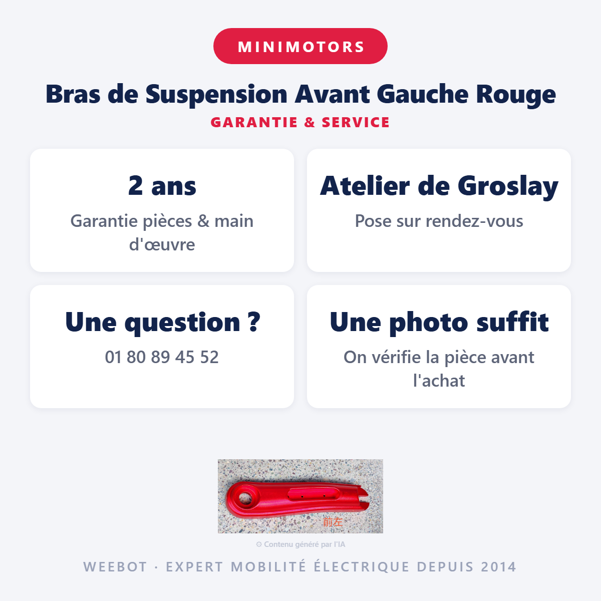Bras de Suspension Avant Gauche Rouge : garantie 2 ans et service après-vente