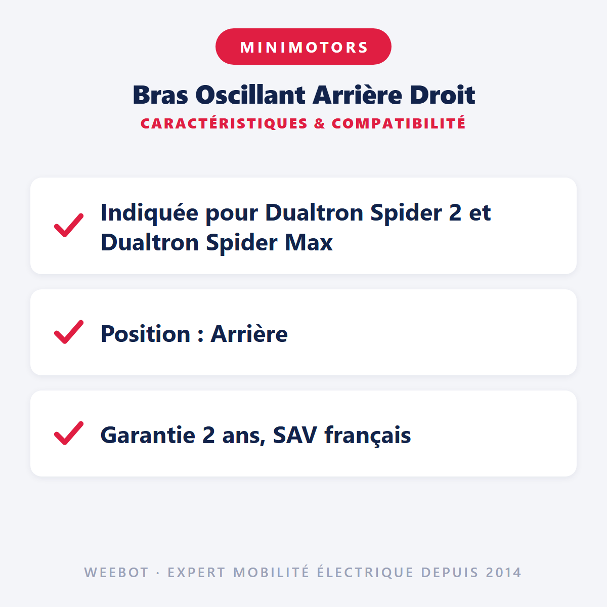 Bras Oscillant Arrière Droit : caractéristiques et compatibilité