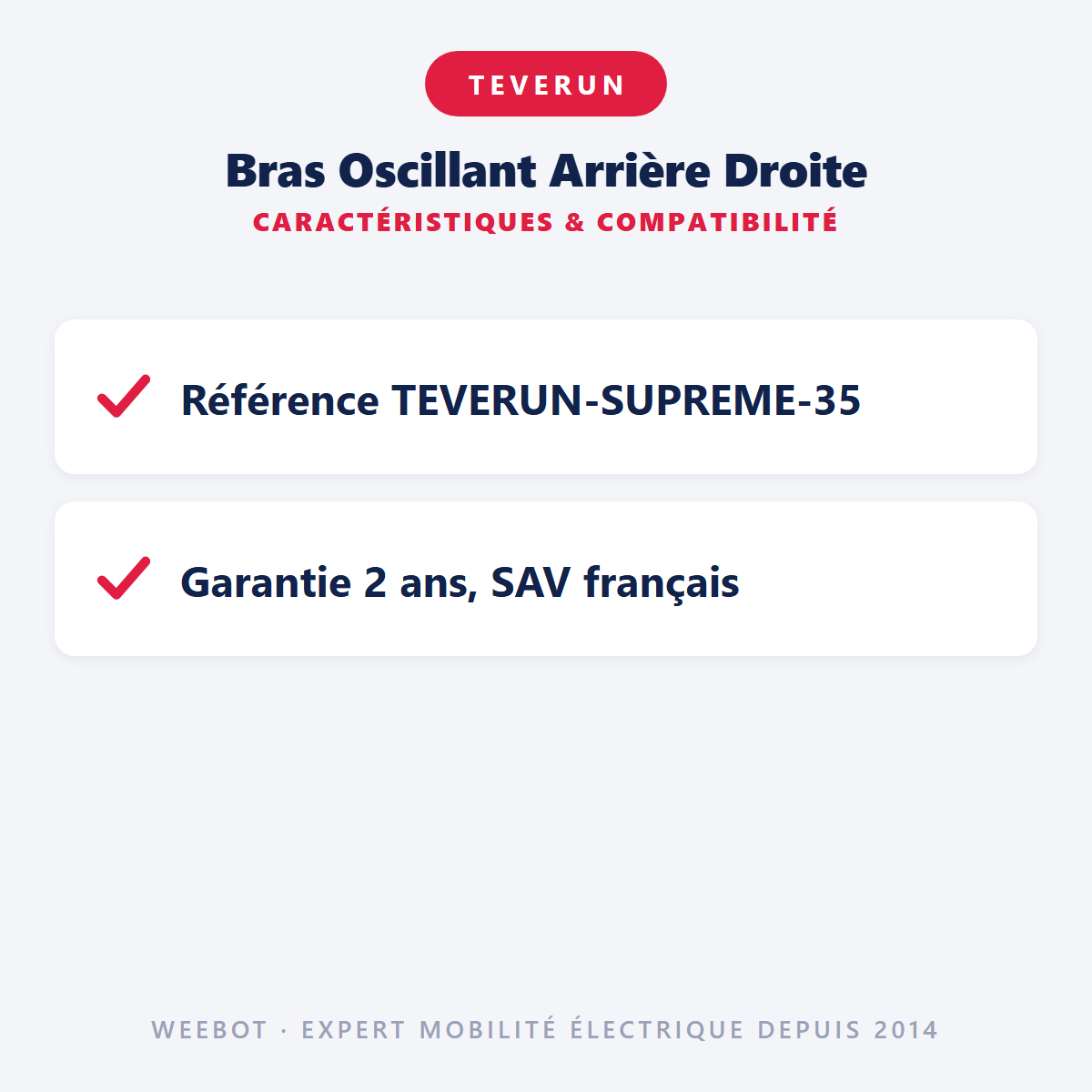 Bras Oscillant Arrière Droite : caractéristiques et compatibilité