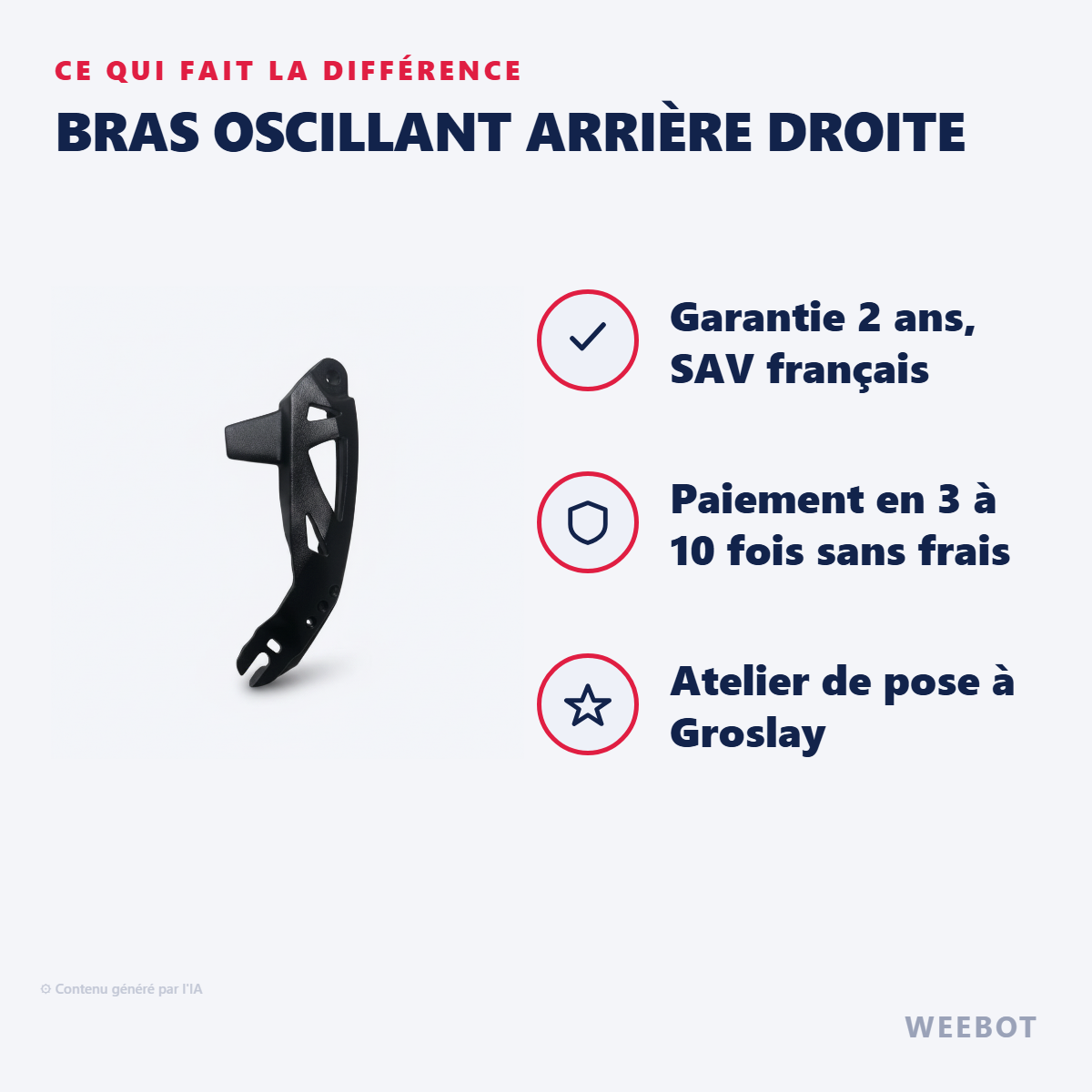 Bras Oscillant Arrière Droite : les points forts