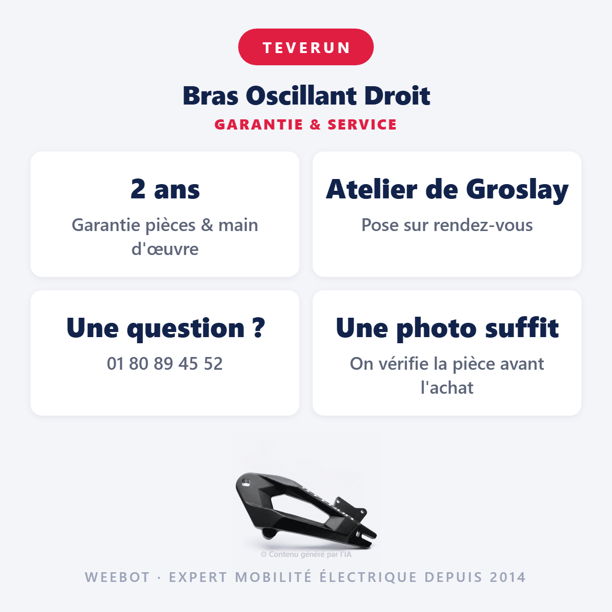Bras Oscillant Droit pour Trottinette Electrique Teverun Fighter 11 et Supreme - Weebot