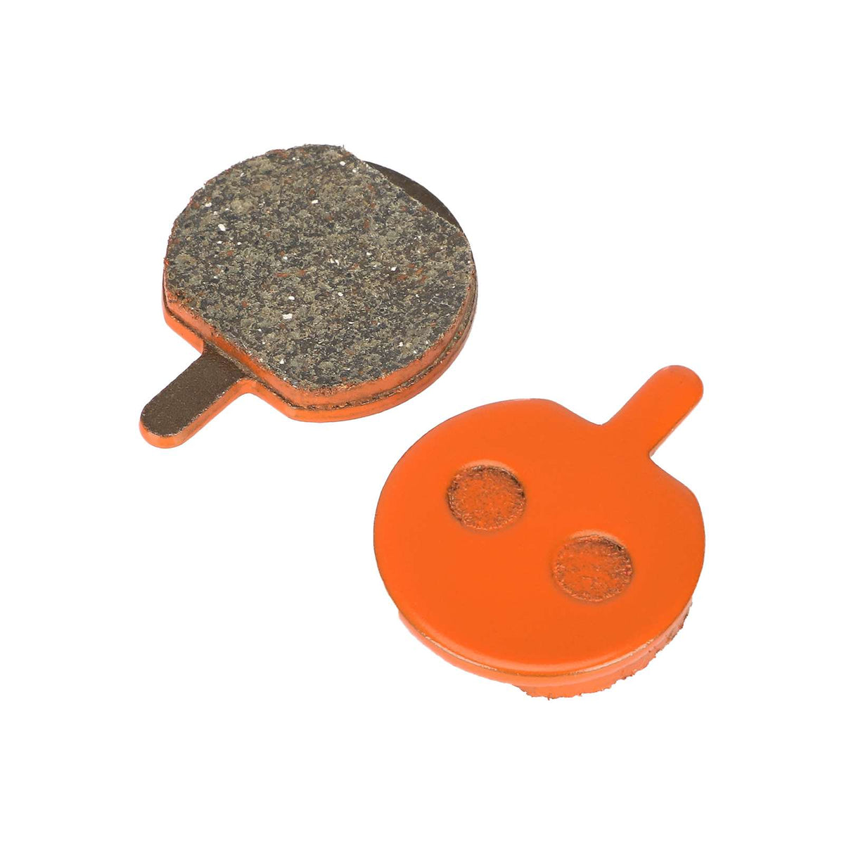 Plaquettes de frein céramique orange pour trottinette électrique vues de face et de dos