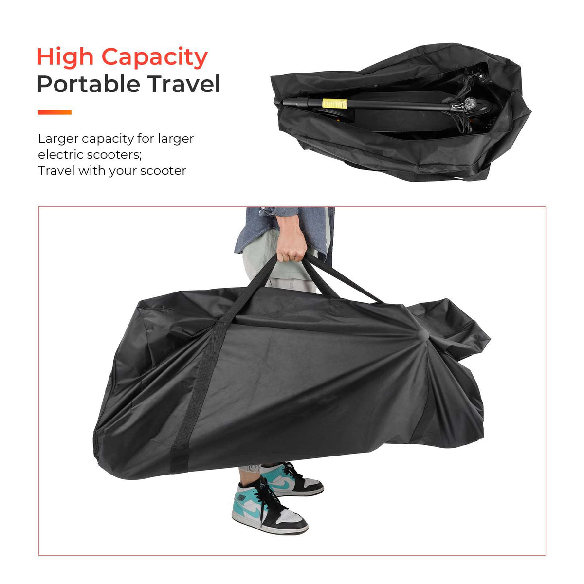 Sac de Transport Pliable Grand Format (125x53x25 cm) Noir, vue 6