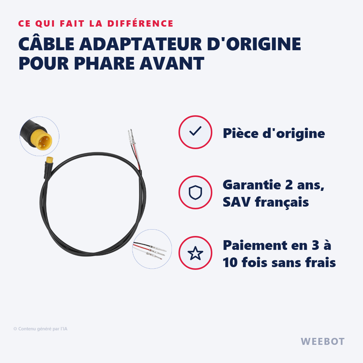 Câble Adaptateur d'Origine pour Phare Avant : les points forts