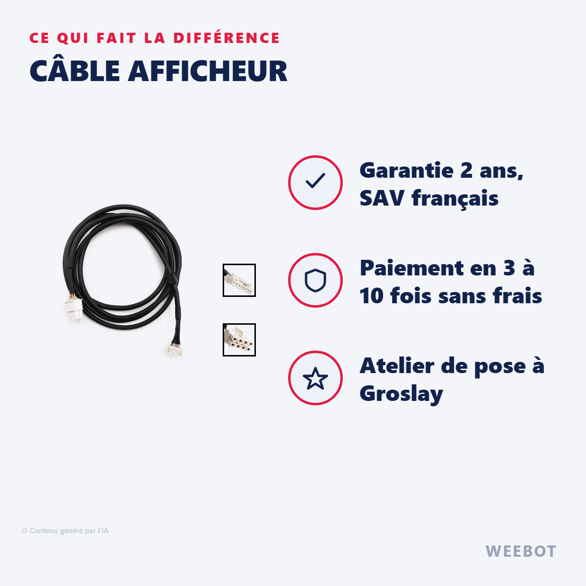 Câble Afficheur pour Trottinette Électrique Kukirin G2/G4 - Weebot