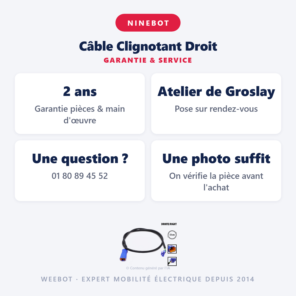 Câble Clignotant Droit : garantie 2 ans et service après-vente