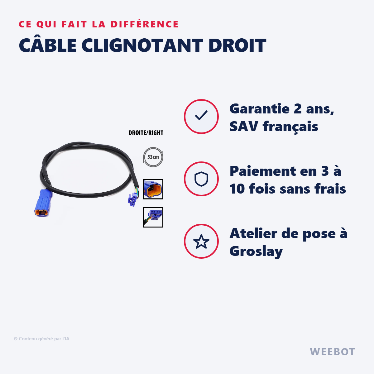 Câble Clignotant Droit : les points forts