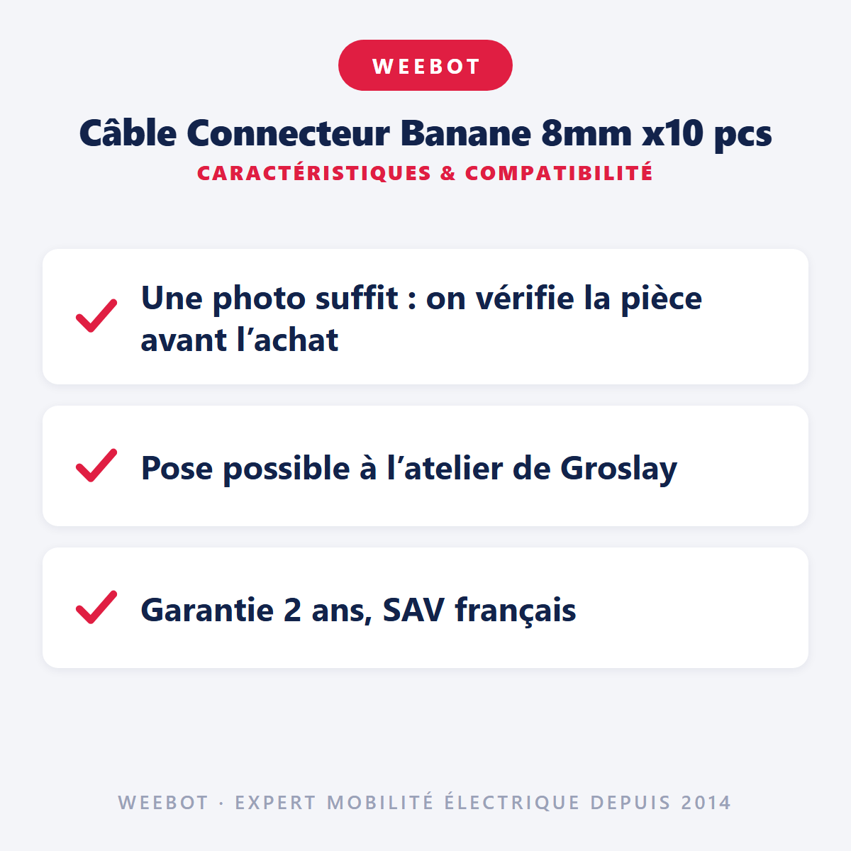 Câble Connecteur Banane 8mm x10 pcs (5 Male + 5 Femelles) pour Trottinette Électrique - Weebot