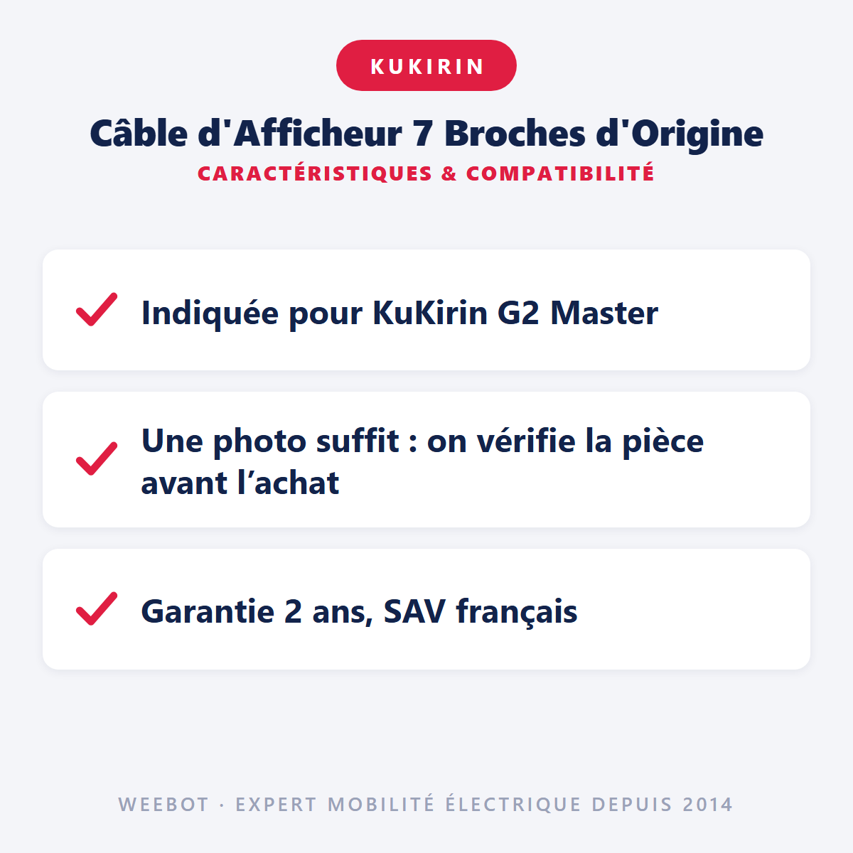 Câble d'Afficheur 7 Broches d'Origine : caractéristiques et compatibilité