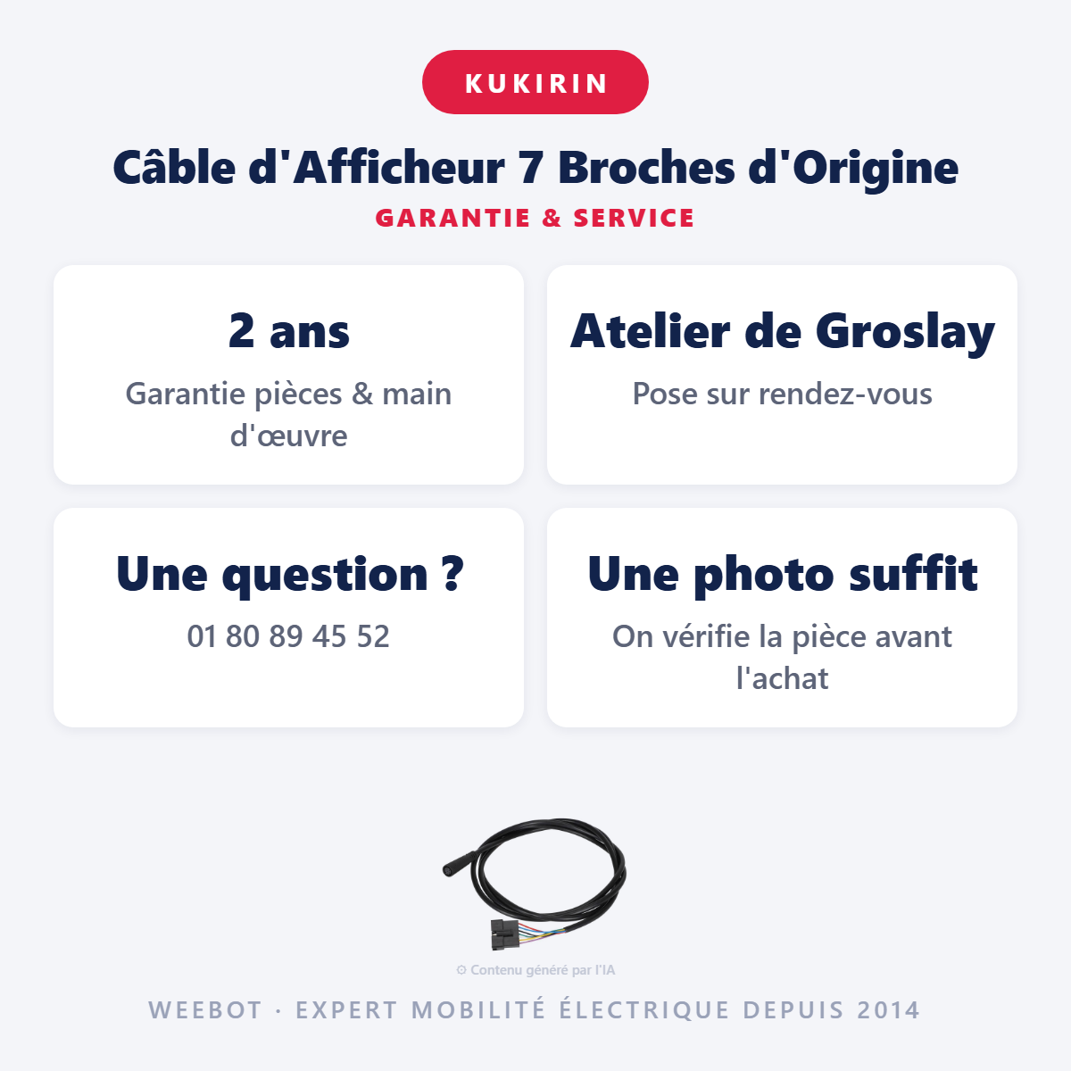 Câble d'Afficheur 7 Broches d'Origine : garantie 2 ans et service après-vente