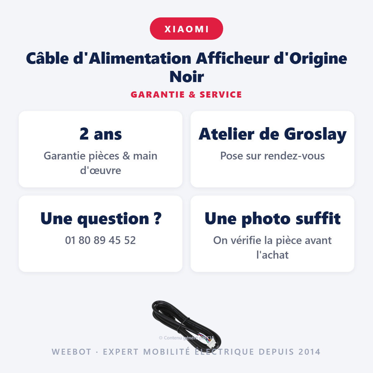 Câble d'Alimentation Afficheur d'Origine Noir : garantie 2 ans et service après-vente