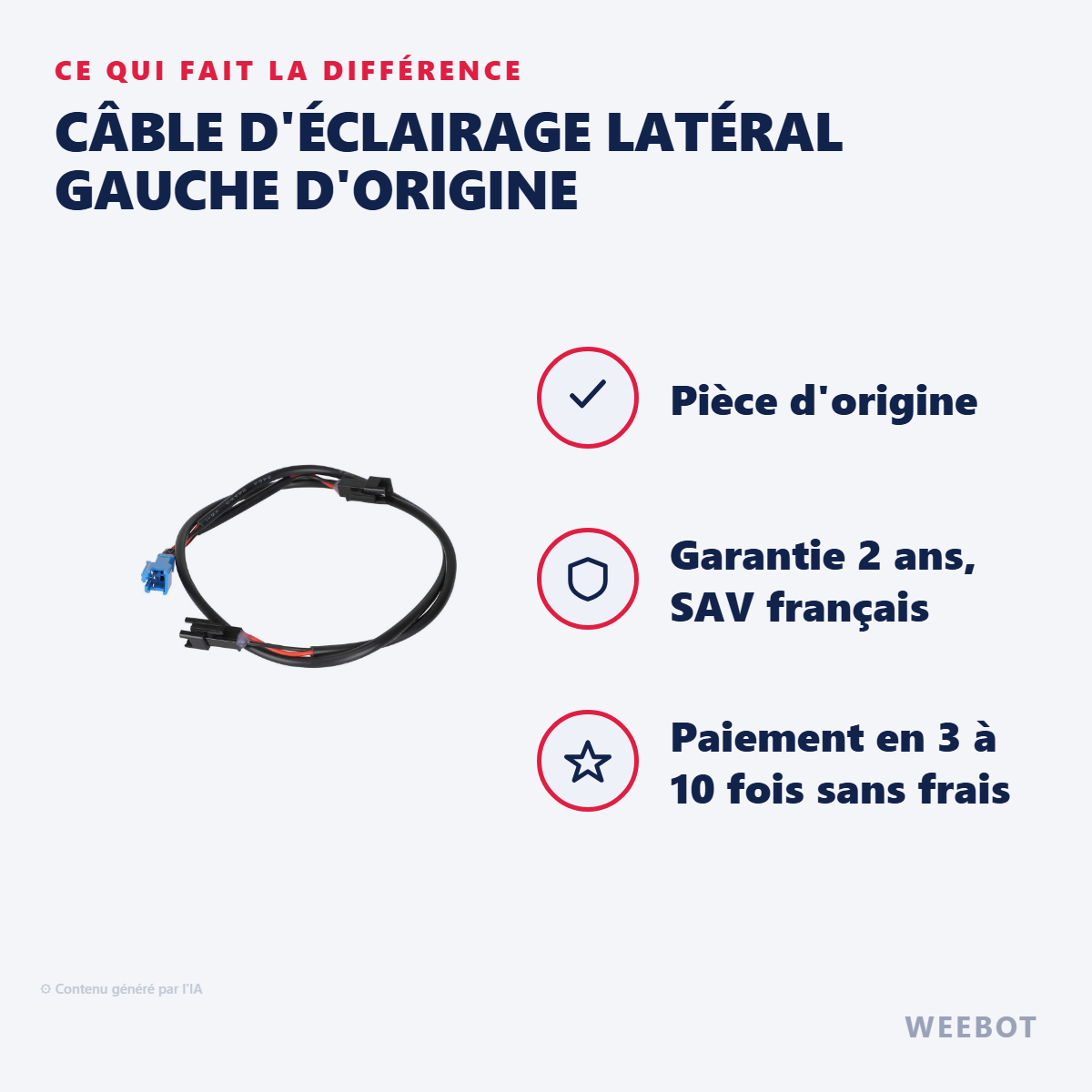 Câble d'Éclairage Latéral Gauche d'Origine : les points forts