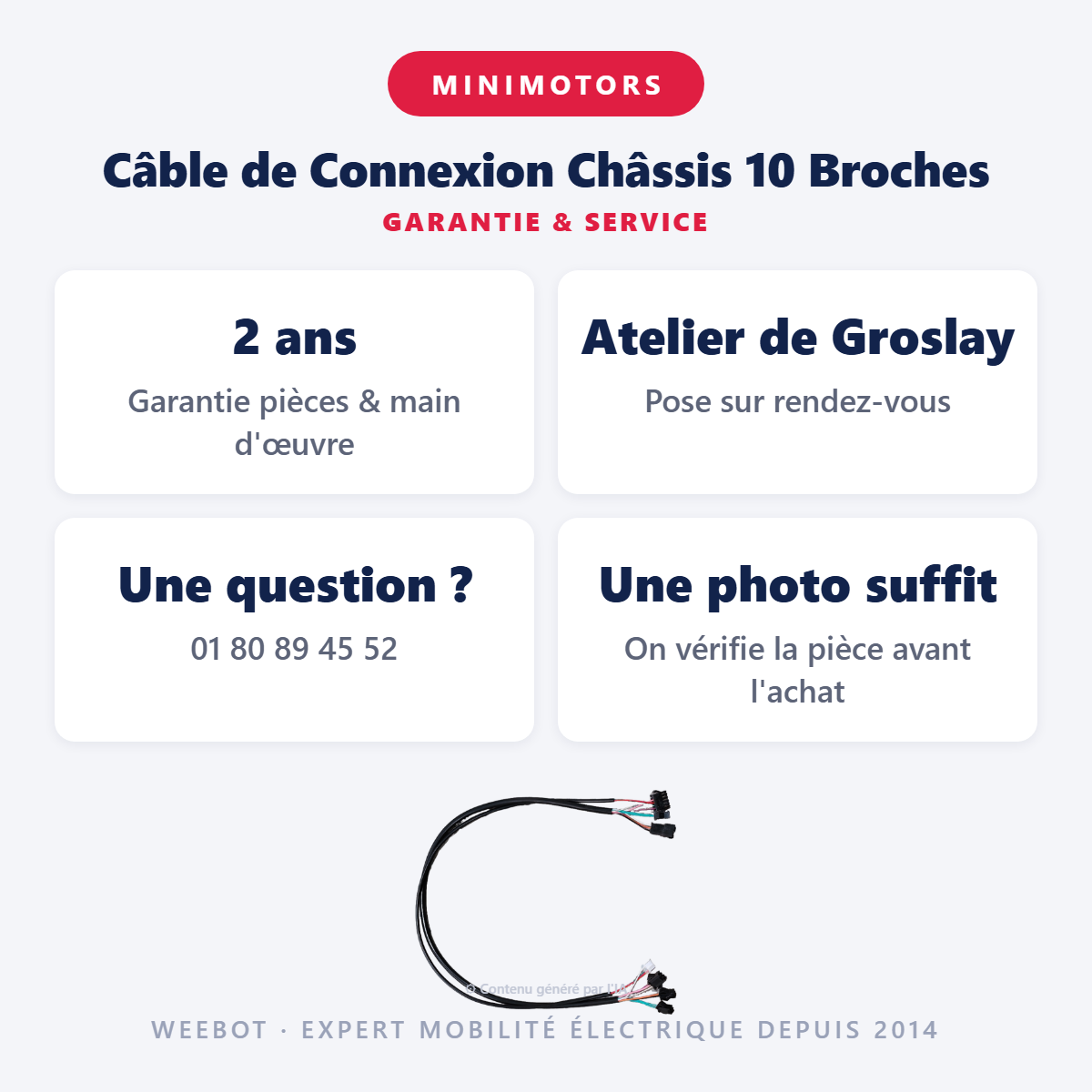 Câble de Connexion Châssis 10 Broches : garantie 2 ans et service après-vente