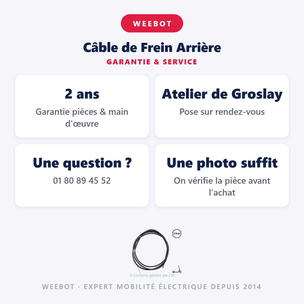 Câble de Frein Arrière : garantie 2 ans et service après-vente