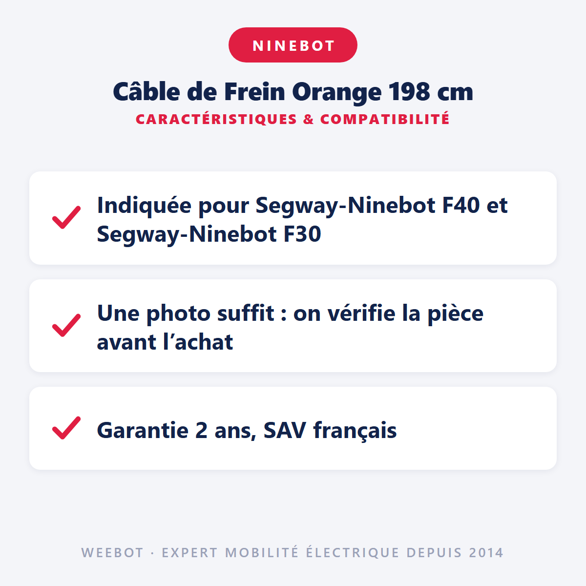 Câble de Frein Orange 198 cm : caractéristiques et compatibilité