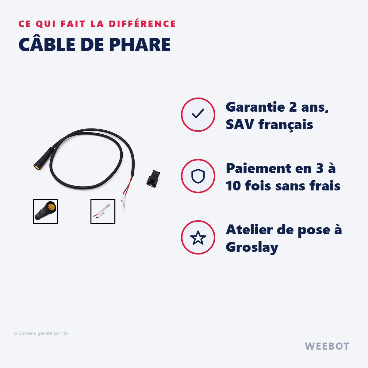 Câble de Phare pour Trottinette Électrique Kukirin G2 Pro - Weebot