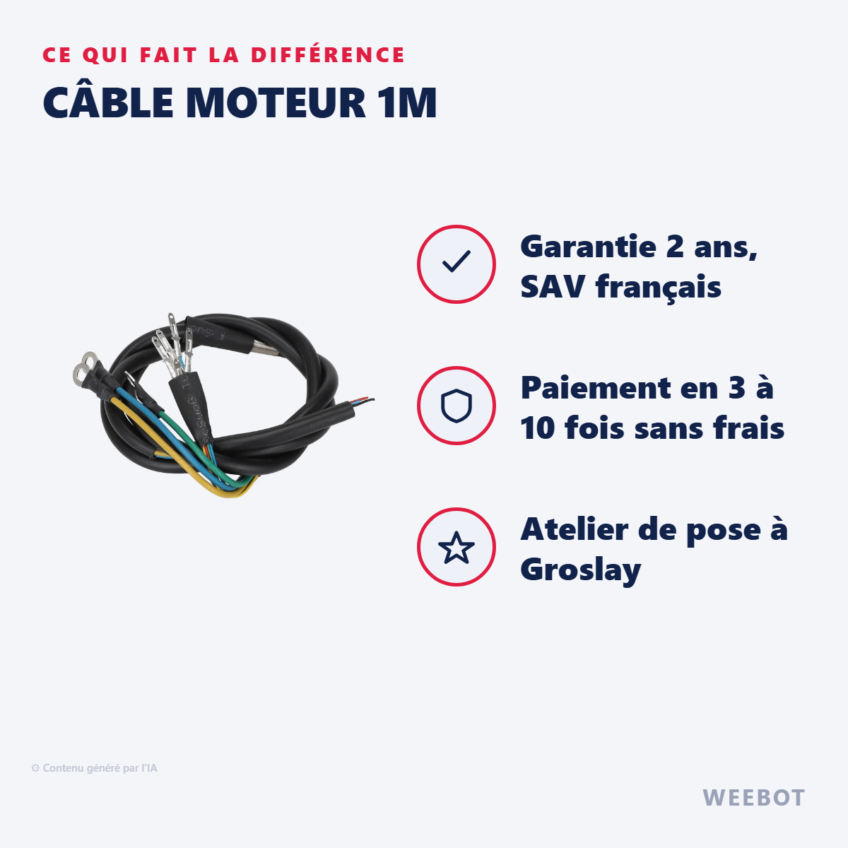 Câble Moteur 1m : les points forts