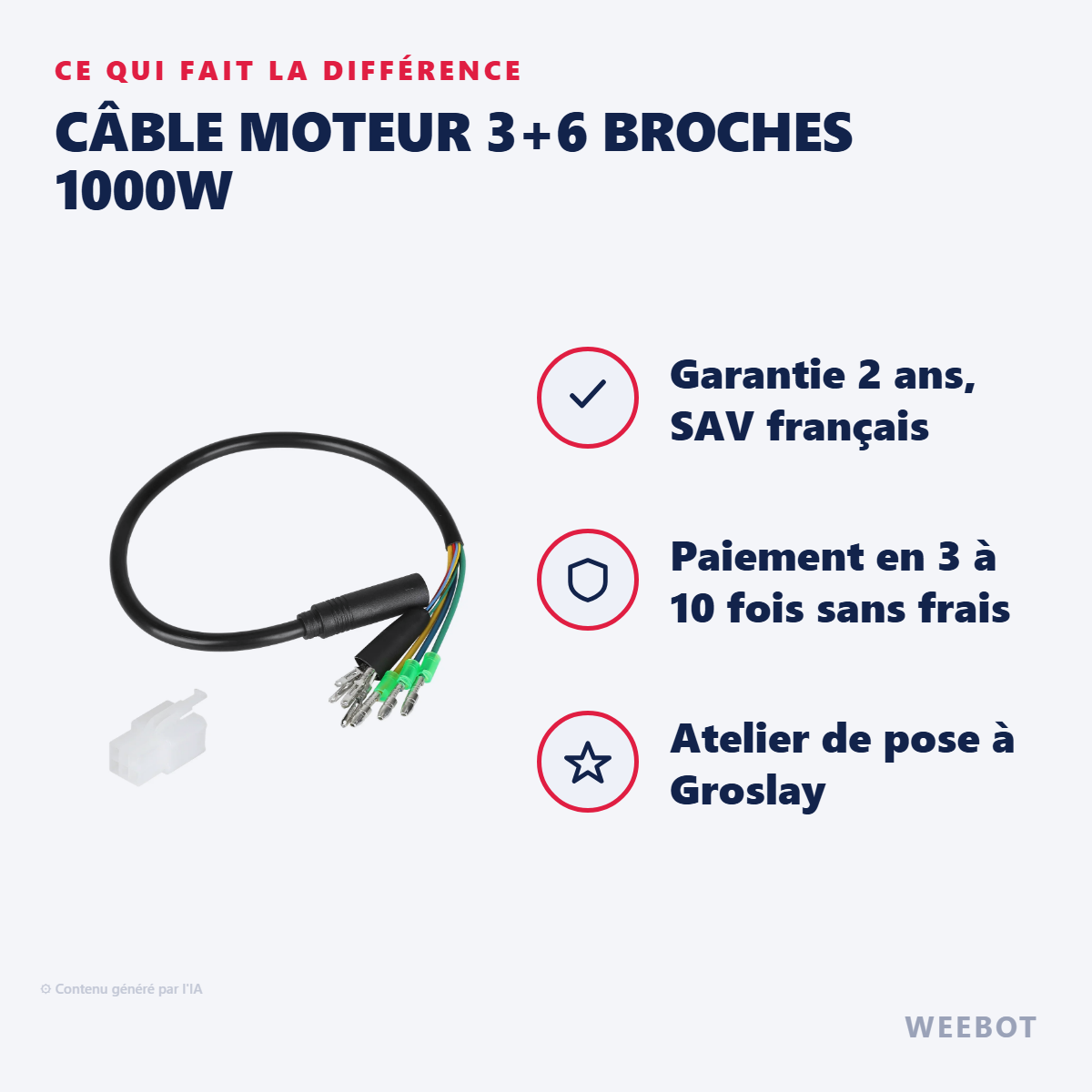 Câble Moteur 3+6 Broches 1000W : les points forts